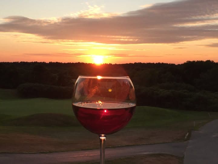 Wine selection on the patio overlooking the fairgrounds